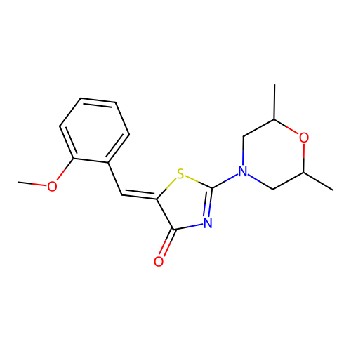 2-(2,6-dimethyl-4-morpholinyl)-5-(2-methoxybenzylidene)-1,3-thiazol-4(5H)-one structure