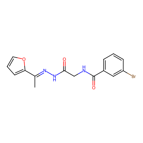 (E)-3-bromo-N-(2-(2-(1-(furan-2-yl)ethylidene)hydrazinyl)-2-oxoethyl)benzamide structure