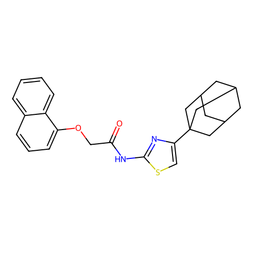 N-(4-((3r,5r,7r)-adamantan-1-yl)thiazol-2-yl)-2-(naphthalen-1-yloxy)acetamide structure