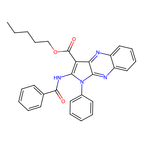 pentyl 2-benzamido-1-phenylpyrrolo[3,2-b]quinoxaline-3-carboxylate structure