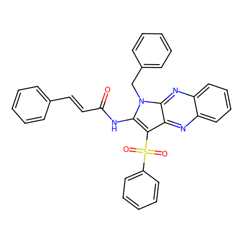 (E)-N-[3-(benzenesulfonyl)-1-benzylpyrrolo[3,2-b]quinoxalin-2-yl]-3-phenylprop-2-enamide structure