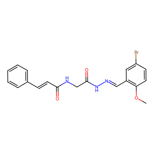 N-(2-((E)-2-(5-bromo-2-methoxybenzylidene)hydrazinyl)-2-oxoethyl)cinnamamide structure