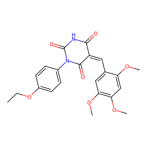 (Z)-1-(4-ethoxyphenyl)-5-(2,4,5-trimethoxybenzylidene)pyrimidine-2,4,6(1H,3H,5H)-trione structure