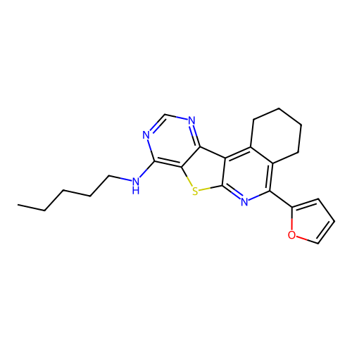 5-(furan-2-yl)-N-pentyl-1,2,3,4-tetrahydropyrimido[4',5':4,5]thieno[2,3-c]isoquinolin-8-amine structure