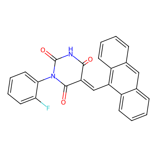 (5E)-5-(anthracen-9-ylmethylidene)-1-(2-fluorophenyl)-1,3-diazinane-2,4,6-trione structure