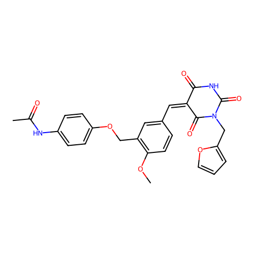 (Z)-N-(4-((5-((1-(furan-2-ylmethyl)-2,4,6-trioxotetrahydropyrimidin-5(2H)-ylidene)methyl)-2-methoxybenzyl)oxy)phenyl)acetamide structure