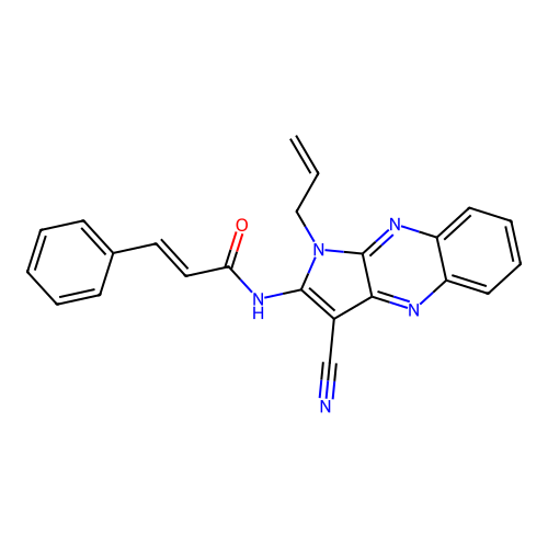 N-(1-Allyl-3-cyano-1H-pyrrolo(2,3-B)quinoxalin-2-YL)-3-phenylacrylamide structure