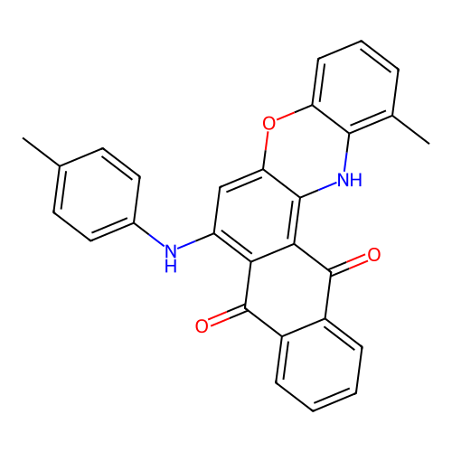 1-methyl-7-[(4-methylphenyl)amino]-8H-naphtho[2,3-a]phenoxazine-8,13(14H)-dione structure
