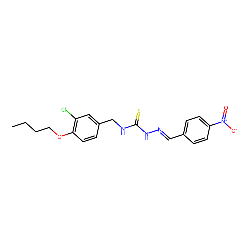 (2E)-N-(4-butoxy-3-chlorobenzyl)-2-(4-nitrobenzylidene)hydrazinecarbothioamide structure