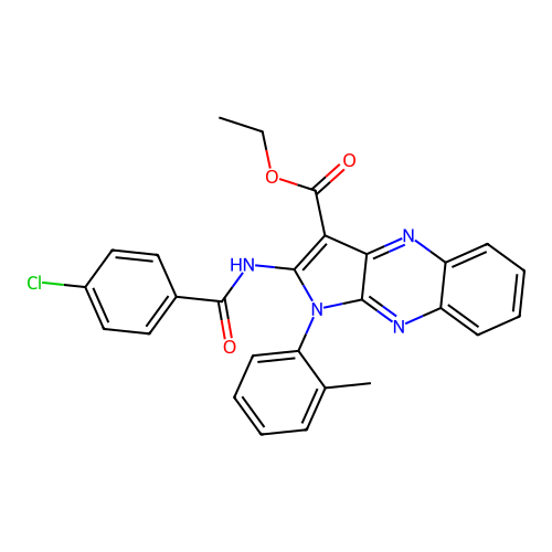 ethyl 2-(4-chlorobenzamido)-1-(o-tolyl)-1H-pyrrolo[2,3-b]quinoxaline-3-carboxylate structure