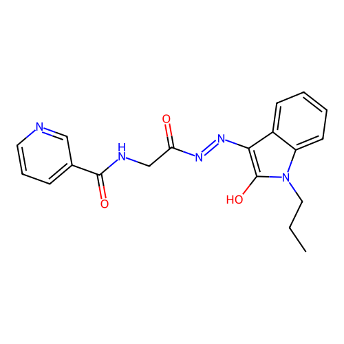 (Z)-N-(2-oxo-2-(2-(2-oxo-1-propylindolin-3-ylidene)hydrazinyl)ethyl)nicotinamide structure