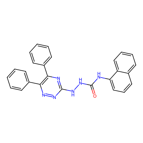 2-(5,6-diphenyl-1,2,4-triazin-3-yl)-N-(naphthalen-1-yl)hydrazinecarboxamide structure