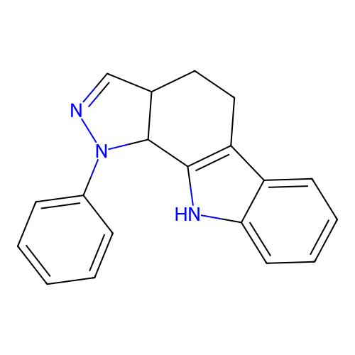 1-Phenyl-1,3a,4,5,10,10b-hexahydropyrazolo[3,4-a]carbazole structure