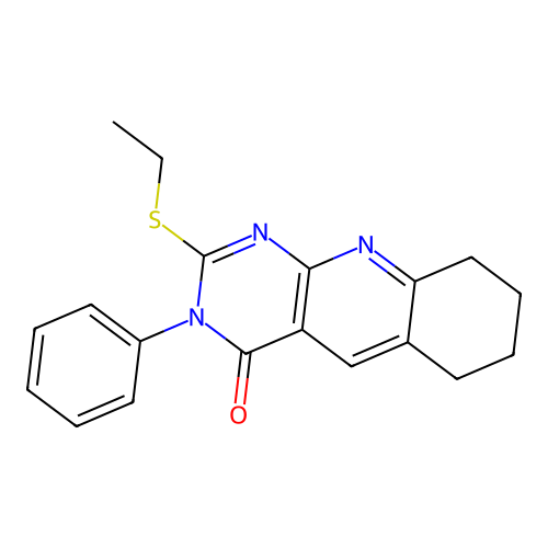 2-(ethylsulfanyl)-3-phenyl-6,7,8,9-tetrahydropyrimido[4,5-b]quinolin-4(3H)-one structure