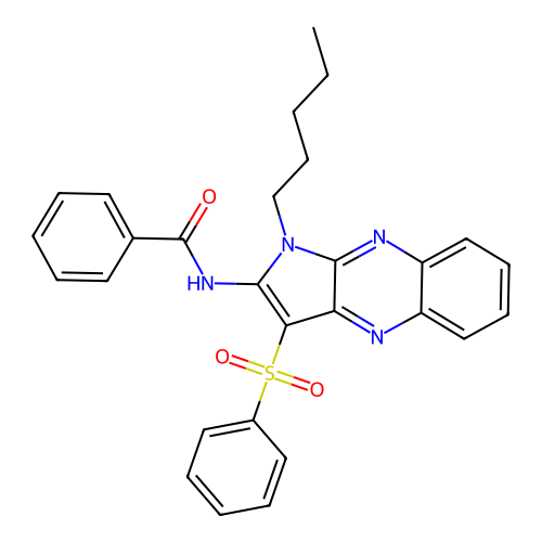 N-(1-pentyl-3-(phenylsulfonyl)-1H-pyrrolo[2,3-b]quinoxalin-2-yl)benzamide structure