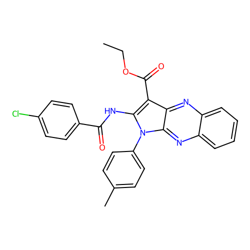 ethyl 2-(4-chlorobenzamido)-1-(p-tolyl)-1H-pyrrolo[2,3-b]quinoxaline-3-carboxylate structure