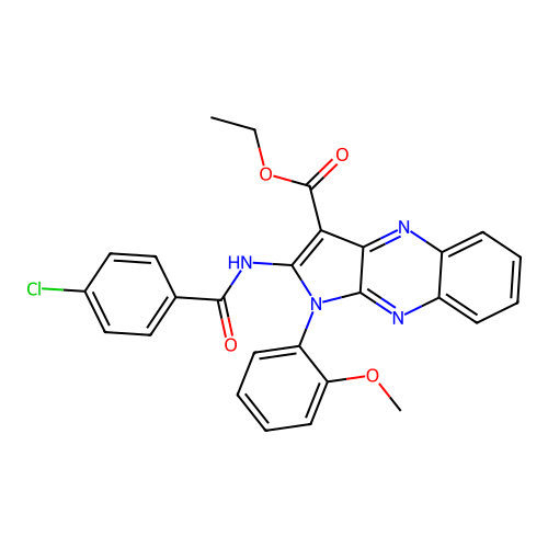 ethyl 2-(4-chlorobenzamido)-1-(2-methoxyphenyl)-1H-pyrrolo[2,3-b]quinoxaline-3-carboxylate structure