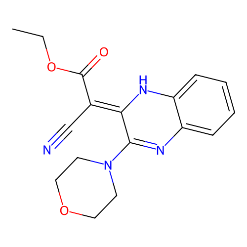 (2E)-3-ethoxy-3-hydroxy-2-[3-(morpholin-4-yl)quinoxalin-2-yl]prop-2-enenitrile structure