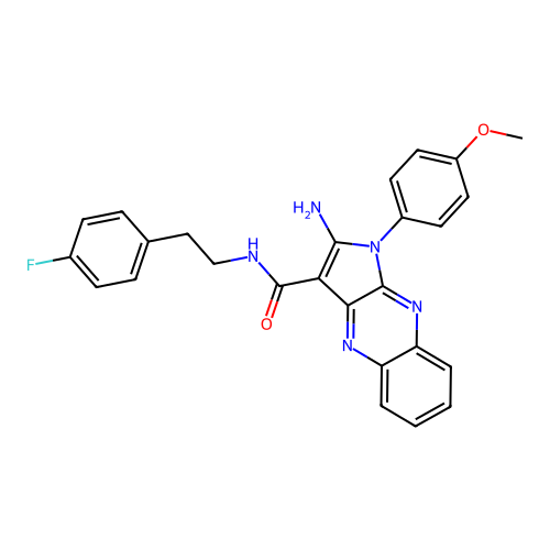 2-amino-N-(4-fluorophenethyl)-1-(4-methoxyphenyl)-1H-pyrrolo[2,3-b]quinoxaline-3-carboxamide structure