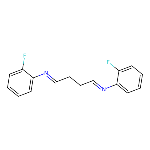 N,N'-(1E,4E)-butane-1,4-diylidenebis(2-fluoroaniline) structure