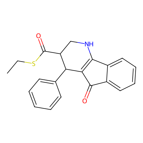 S-ethyl 5-oxo-4-phenyl-2,3,4,5-tetrahydro-1H-indeno[1,2-b]pyridine-3-carbothioate structure