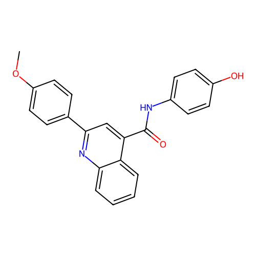 N-(4-hydroxyphenyl)-2-(4-methoxyphenyl)quinoline-4-carboxamide structure