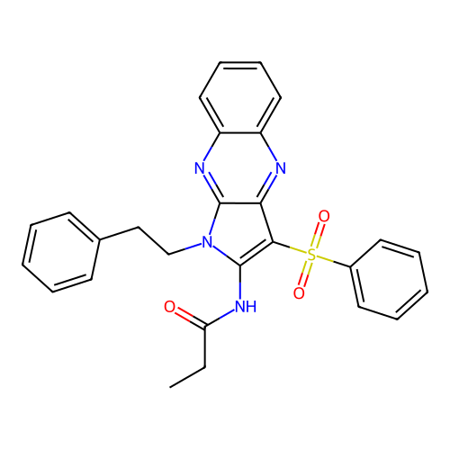 N-(1-phenethyl-3-(phenylsulfonyl)-1H-pyrrolo[2,3-b]quinoxalin-2-yl)propionamide structure
