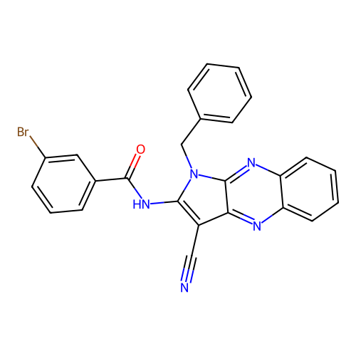 N-(1-benzyl-3-cyano-1H-pyrrolo[2,3-b]quinoxalin-2-yl)-3-bromobenzamide structure