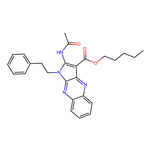 pentyl 2-acetamido-1-phenethyl-1H-pyrrolo[2,3-b]quinoxaline-3-carboxylate structure