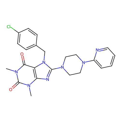 7-[(4-chlorophenyl)methyl]-1,3-dimethyl-8-(4-pyridin-2-ylpiperazin-1-yl)purine-2,6-dione structure