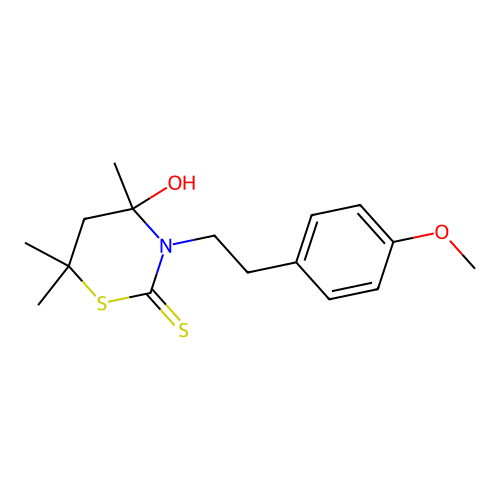 4-Hydroxy-3-[2-(4-methoxyphenyl)ethyl]-4,6,6-trimethyl-1,3-thiazinane-2-thione structure