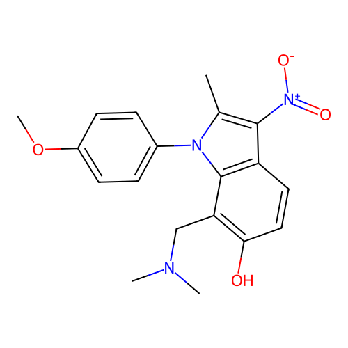 7-Dimethylaminomethyl-1-(4-methoxy-phenyl)-2-methyl-3-nitro-1H-indol-6-ol structure