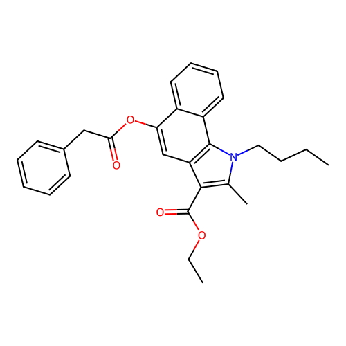 ethyl 1-butyl-2-methyl-5-[(phenylacetyl)oxy]-1H-benzo[g]indole-3-carboxylate structure