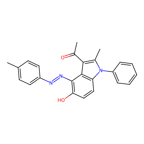 3-acetyl-2-methyl-4-[(4-methylphenyl)hydrazinylidene]-1-phenylindol-5-one structure