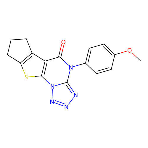 4-(4-methoxyphenyl)-7,8-dihydro-4H-cyclopenta[4,5]thieno[3,2-e]tetrazolo[1,5-a]pyrimidin-5(6H)-one structure