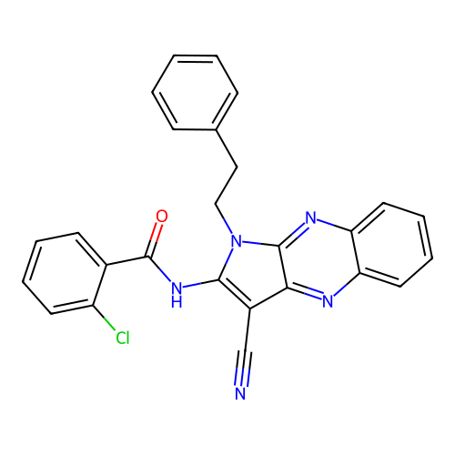2-Chloro-N-(3-cyano-1-(2-phenylethyl)-1H-pyrrolo(2,3-B)quinoxalin-2-YL)benzamide structure
