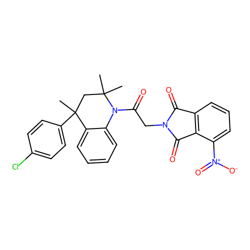 2-{2-[4-(4-chlorophenyl)-2,2,4-trimethyl-3,4-dihydroquinolin-1(2H)-yl]-2-oxoethyl}-4-nitro-1H-isoindole-1,3(2H)-dione structure