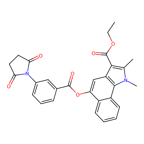 3-(ethoxycarbonyl)-1,2-dimethylbenzo[g]indol-5-yl 3-(2,5-dioxoazolidinyl)benzo ate structure