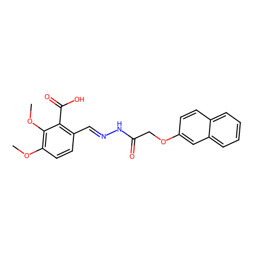 2,3-Dimethoxy-6-{[2-(naphthalen-2-yloxy)-acetyl]-hydrazonomethyl}-benzoic acid structure