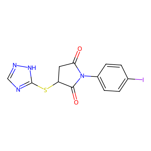 1-(4-Iodo-phenyl)-3-(4H-[1,2,4]triazol-3-ylsulfanyl)-pyrrolidine-2,5-dione structure