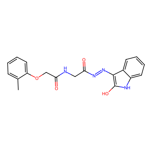 (Z)-N-(2-oxo-2-(2-(2-oxoindolin-3-ylidene)hydrazinyl)ethyl)-2-(o-tolyloxy)acetamide structure