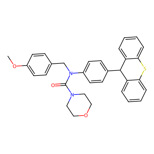 N-(4-methoxybenzyl)-N-[4-(9H-thioxanthen-9-yl)phenyl]morpholine-4-carboxamide structure