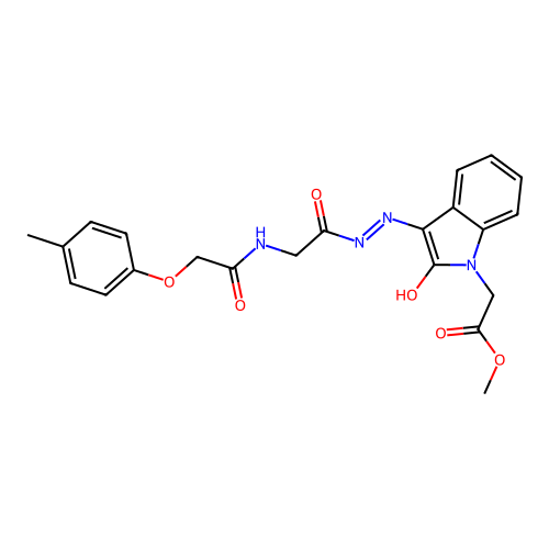 (Z)-methyl 2-(2-oxo-3-(2-(2-(2-(p-tolyloxy)acetamido)acetyl)hydrazono)indolin-1-yl)acetate structure