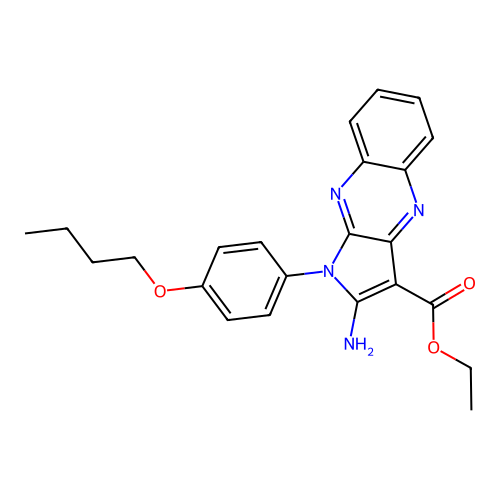 ethyl 2-amino-1-(4-butoxyphenyl)-1H-pyrrolo[2,3-b]quinoxaline-3-carboxylate structure