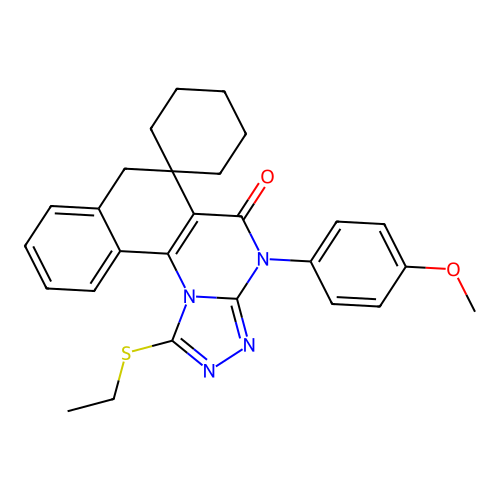 1-(ethylsulfanyl)-4-(4-methoxyphenyl)-4H-spiro[benzo[h][1,2,4]triazolo[4,3-a]quinazoline-6,1'-cyclohexan]-5(7H)-one structure