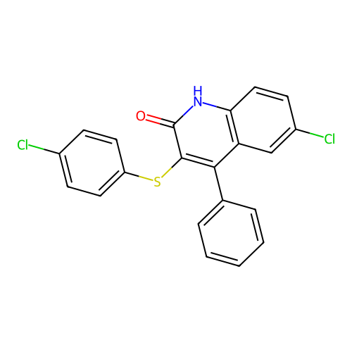 6-chloro-3-[(4-chlorophenyl)sulfanyl]-4-phenylquinolin-2(1H)-one structure