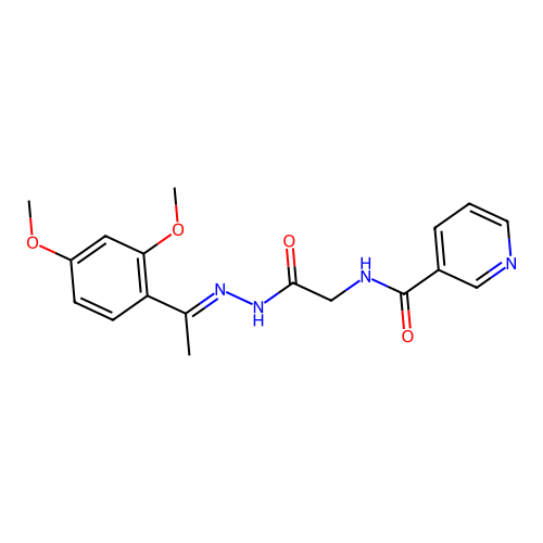 (E)-N-(2-(2-(1-(2,4-dimethoxyphenyl)ethylidene)hydrazinyl)-2-oxoethyl)nicotinamide structure