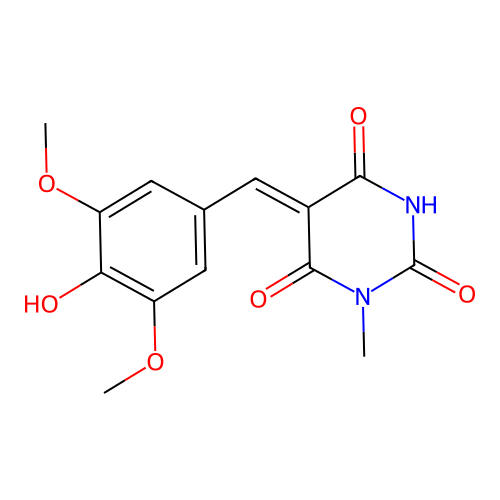 (5Z)-5-(4-hydroxy-3,5-dimethoxybenzylidene)-1-methylpyrimidine-2,4,6(1H,3H,5H)-trione structure