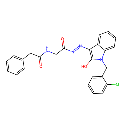 (Z)-N-(2-(2-(1-(2-chlorobenzyl)-2-oxoindolin-3-ylidene)hydrazinyl)-2-oxoethyl)-2-phenylacetamide structure