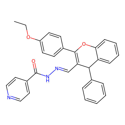 N'-((2-(4-ethoxyphenyl)-4-phenyl-4H-chromen-3-yl)methylene)isonicotinohydrazide structure